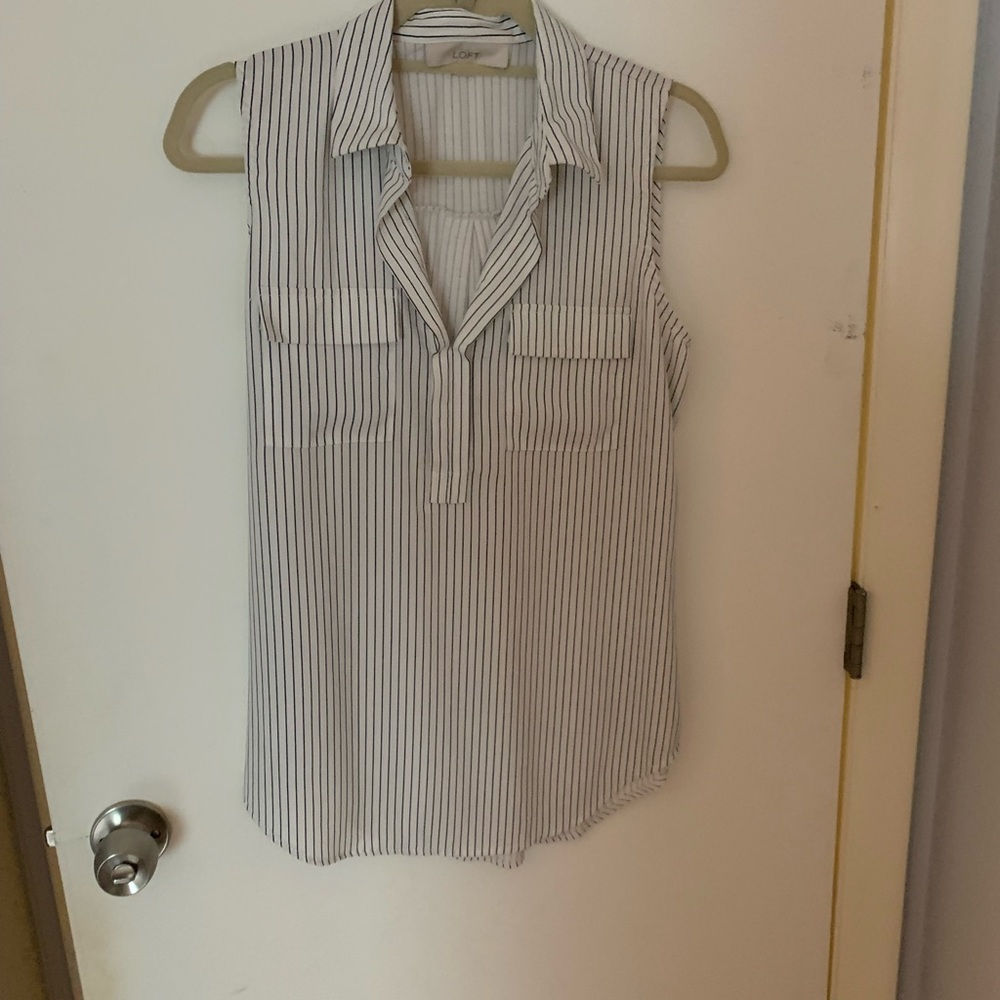 Loft striped sleeveless blouse  Size medium